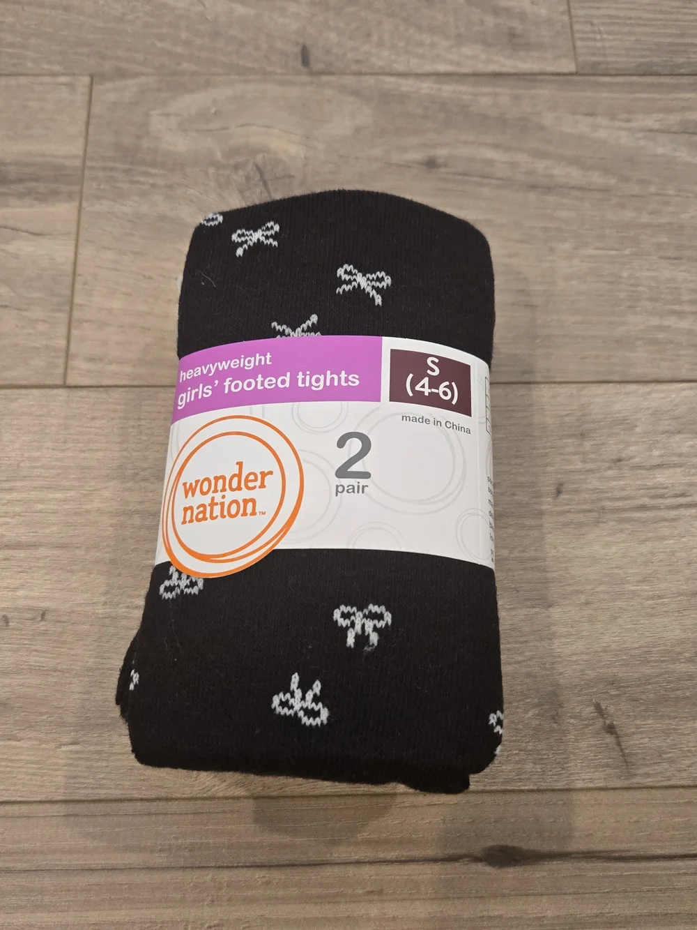 🌻 🎀 NWT Wonder Nation Girls Bow Tights 2-Pack - Size S (4-6) 🎀